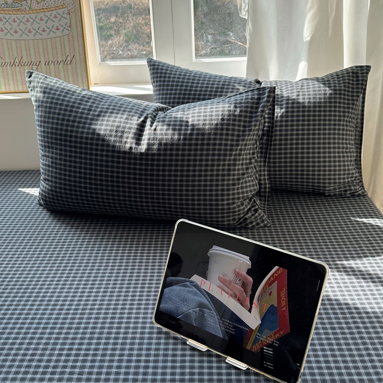 （总）六巷胡同 2026新款A类全棉纯棉水洗棉色织格子单品枕套 枕套单件