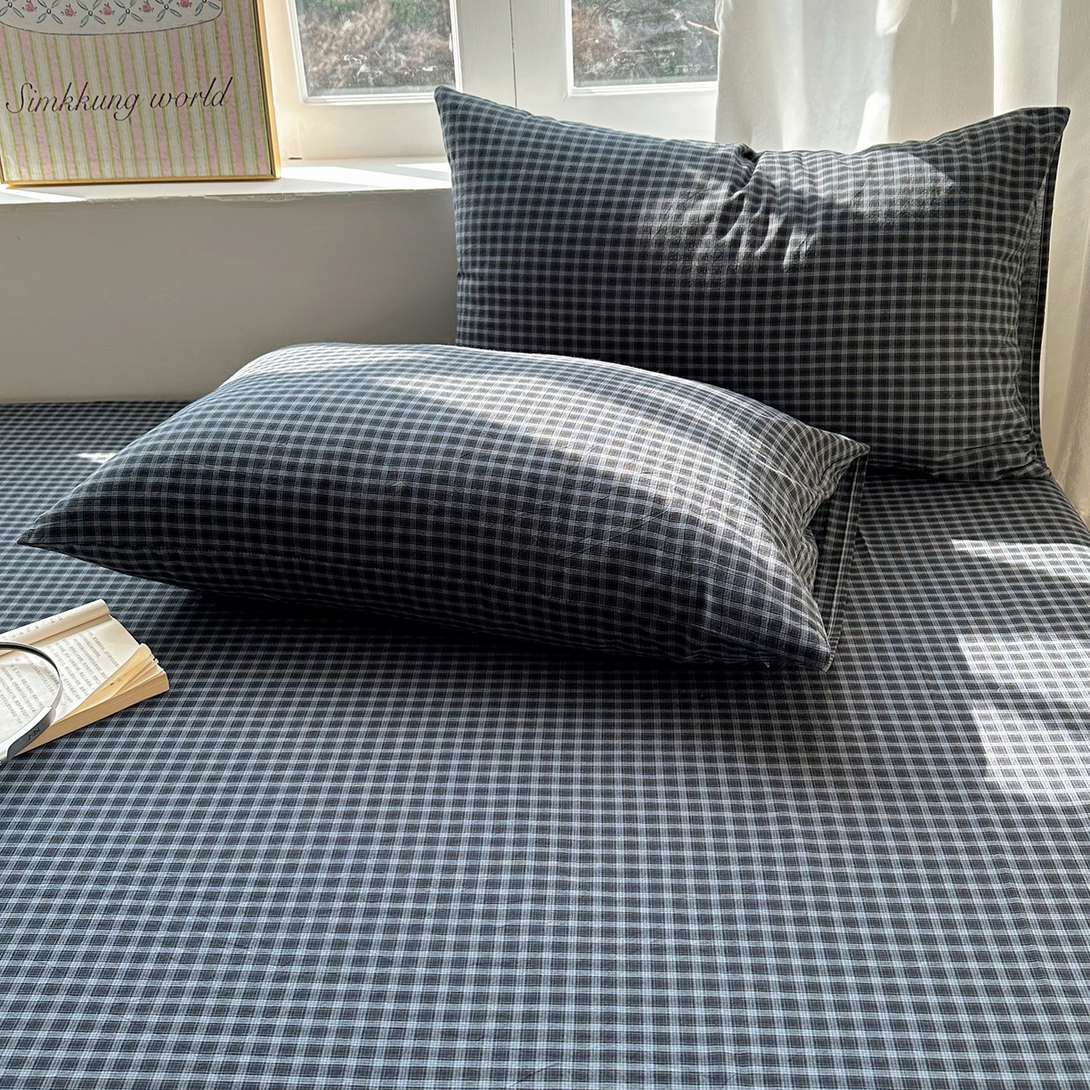 91家纺网 家纺一手货源 找家纺 （总）六巷胡同 2026新款A类全棉纯棉水洗棉色织格子单品枕套 枕套单件