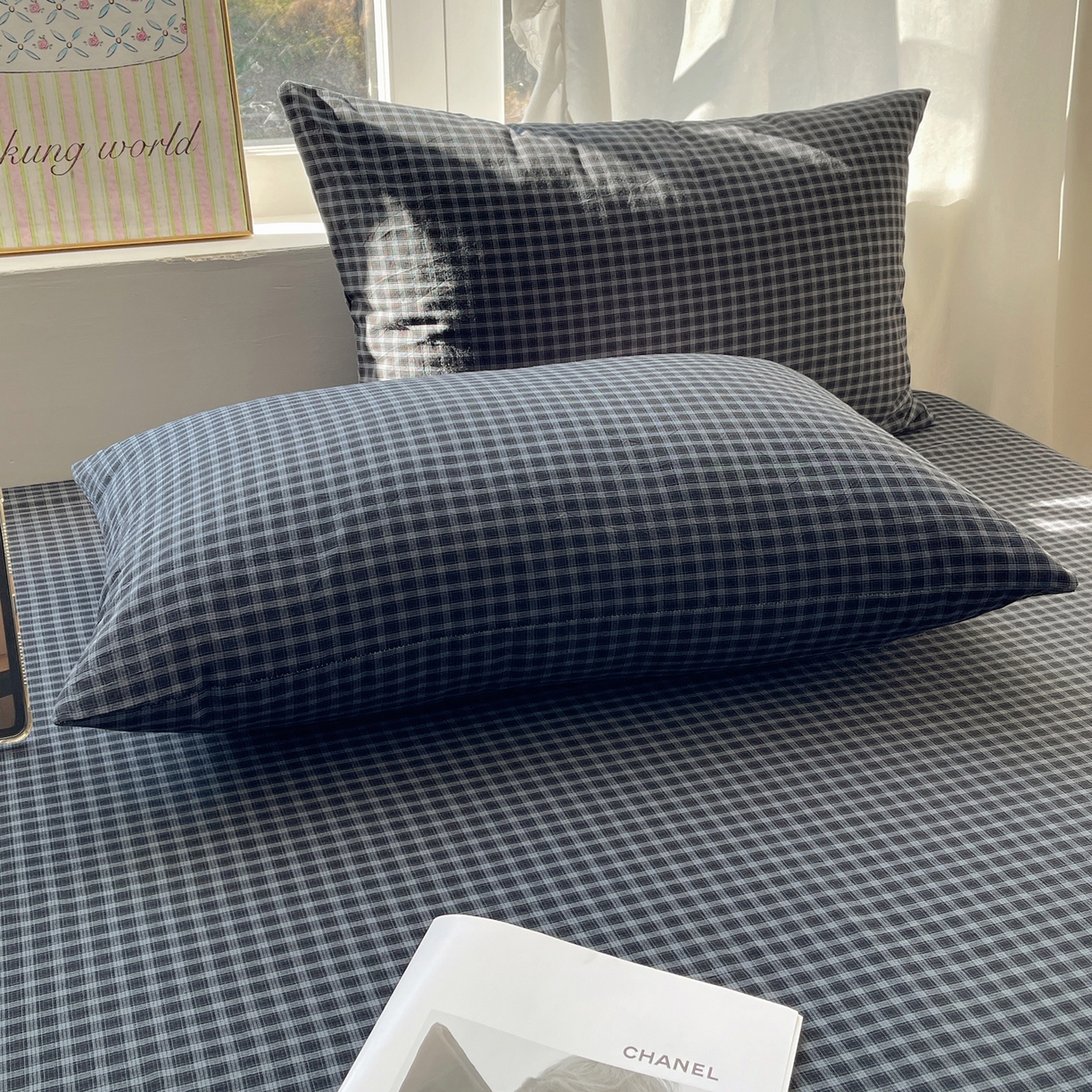 91家纺网 家纺一手货源 找家纺 （总）六巷胡同 2026新款A类全棉纯棉水洗棉色织格子单品枕套 枕套单件