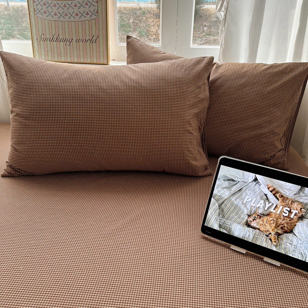 91家纺网 家纺一手货源 找家纺 （总）六巷胡同 2026新款A类全棉纯棉水洗棉色织格子单品枕套 枕套单件