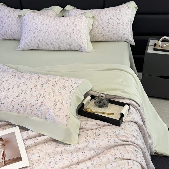 91家纺网 家纺一手货源 找家纺 梵克保罗 2026新款简约莱赛尔夏被夏凉被空调被四件套 浅知