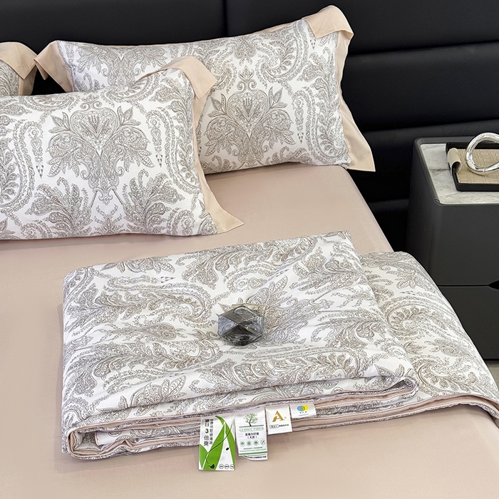 91家纺网 家纺一手货源 找家纺 梵克保罗 2026新款简约莱赛尔夏被夏凉被空调被四件套 风止弦