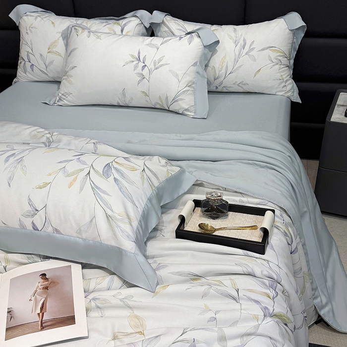 91家纺网 家纺一手货源 找家纺 梵克保罗 2026新款简约莱赛尔夏被夏凉被空调被四件套 春晓雨梦