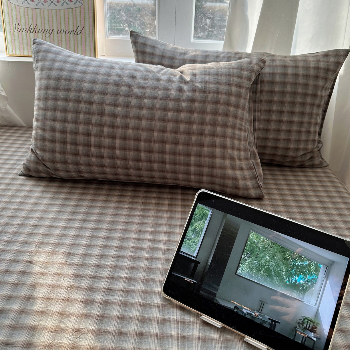 91家纺网 家纺一手货源 找家纺 六巷胡同 2026新款A类全棉纯棉水洗棉色织格子单品枕套 枕套单件 巷往-蓝格