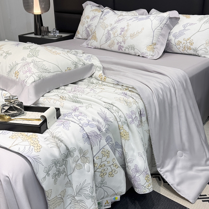 91家纺网 家纺一手货源 找家纺 梵克保罗 2026新款简约莱赛尔夏被夏凉被空调被四件套 析漫枝