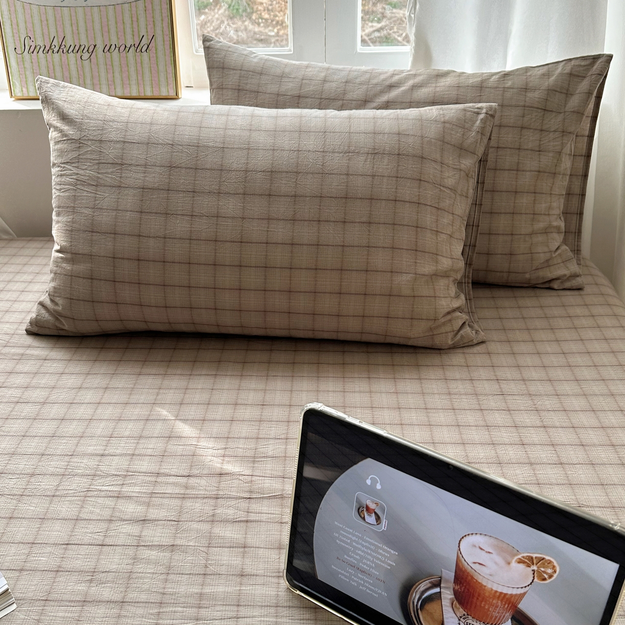 91家纺网 家纺一手货源 找家纺 （总）六巷胡同 2026新款A类全棉纯棉水洗棉色织格子单品枕套 枕套单件