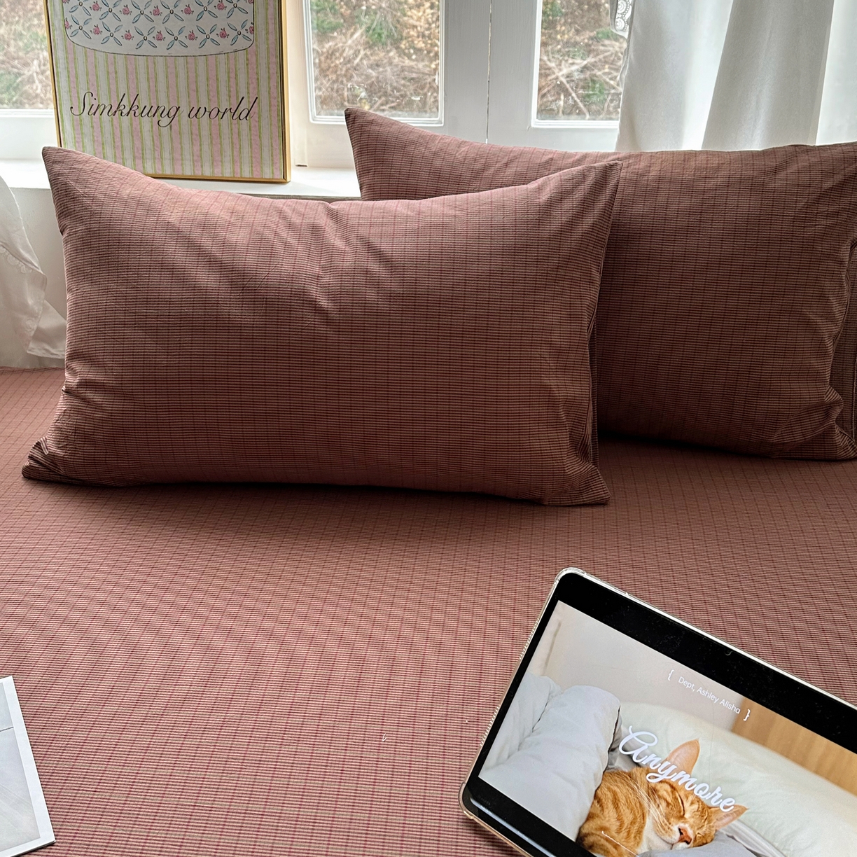 91家纺网 家纺一手货源 找家纺 （总）六巷胡同 2026新款A类全棉纯棉水洗棉色织格子单品枕套 枕套单件