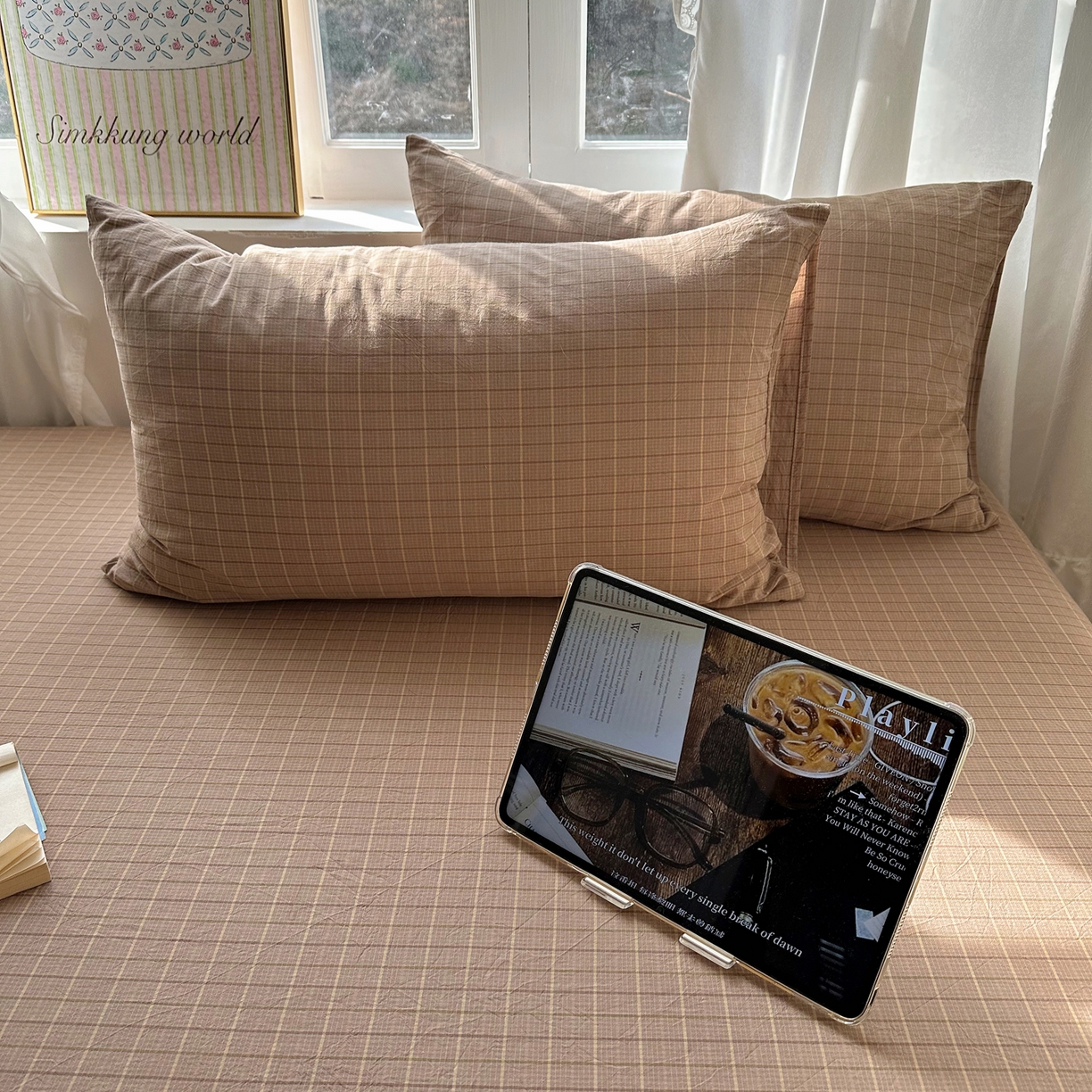 91家纺网 家纺一手货源 找家纺 （总）六巷胡同 2026新款A类全棉纯棉水洗棉色织格子单品枕套 枕套单件