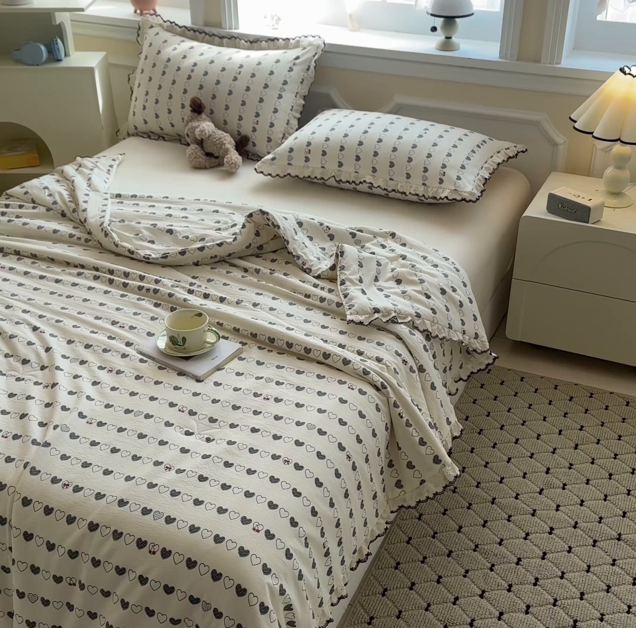 91家纺网 家纺一手货源 找家纺 （总）鑫贝阳 2026新款韩版花边邹邹绵夏被