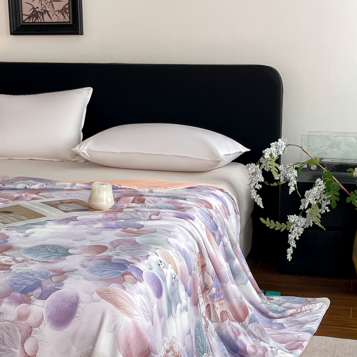 91家纺网 家纺一手货源 找家纺 鑫贝阳 2026新款锦氨凉感丝夏被 5D乐园-紫