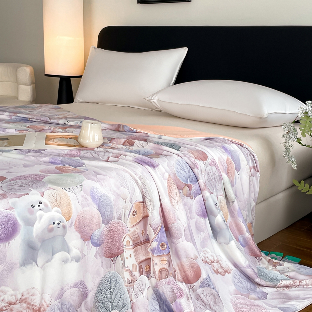 91家纺网 家纺一手货源 找家纺 鑫贝阳 2026新款锦氨凉感丝夏被 5D乐园-紫