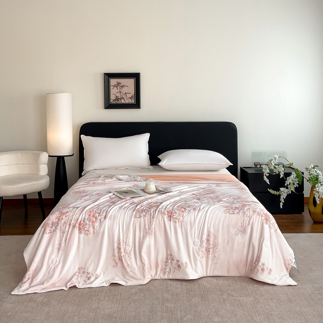 鑫贝阳 2026新款锦氨凉感丝夏被 丛林晓梦粉