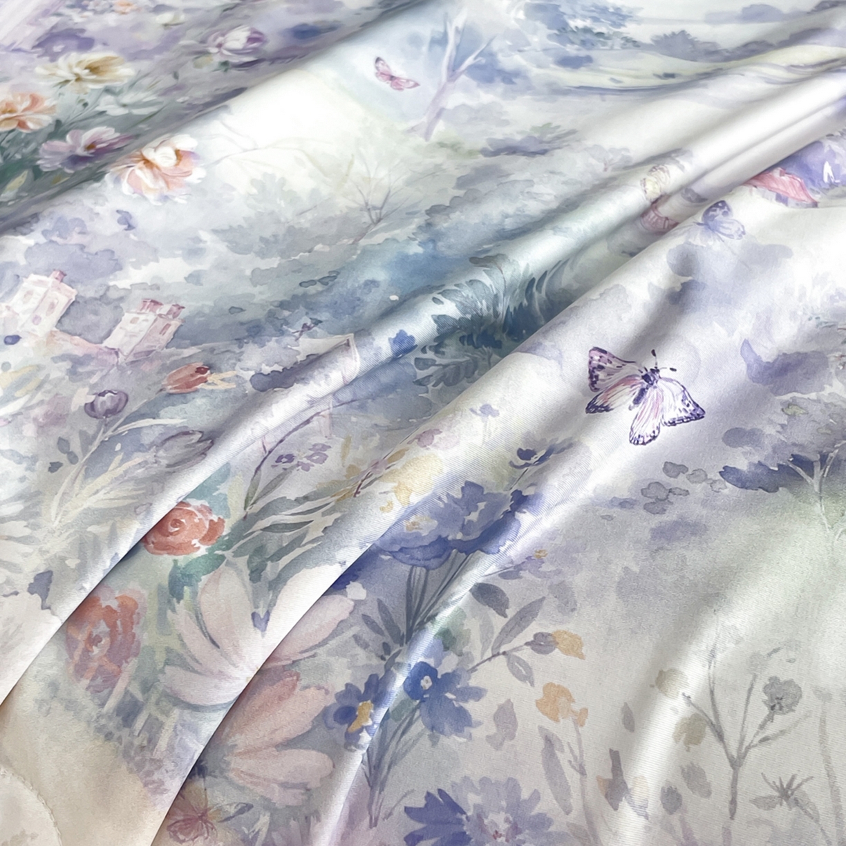 91家纺网 家纺一手货源 找家纺 鑫贝阳 2026新款锦氨凉感丝夏被 世外桃源紫