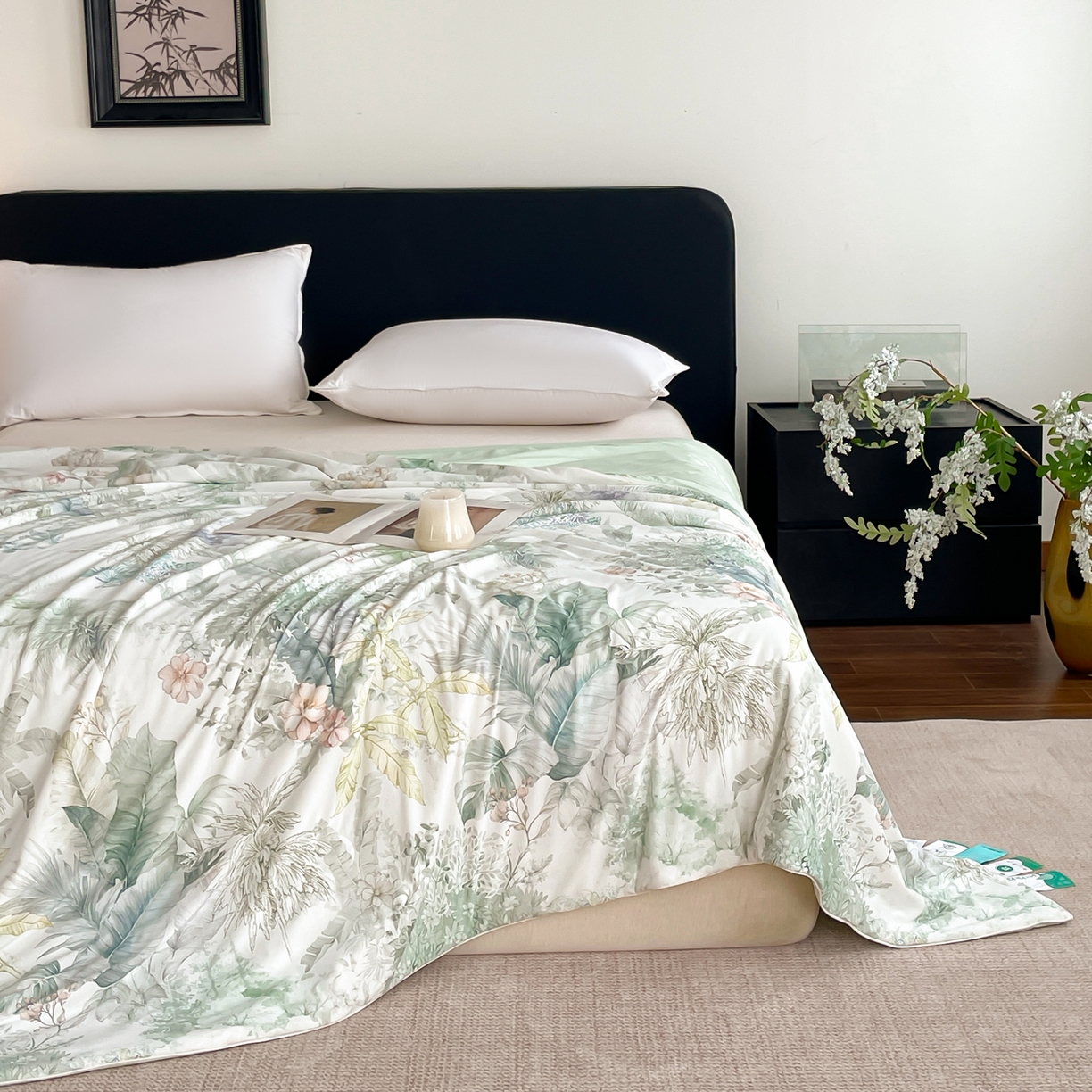 91家纺网 家纺一手货源 找家纺 鑫贝阳 2026新款锦氨凉感丝夏被 亚热带-绿