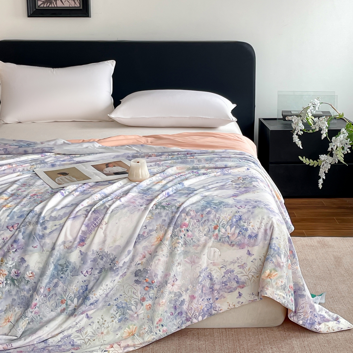 91家纺网 家纺一手货源 找家纺 鑫贝阳 2026新款锦氨凉感丝夏被 世外桃源紫