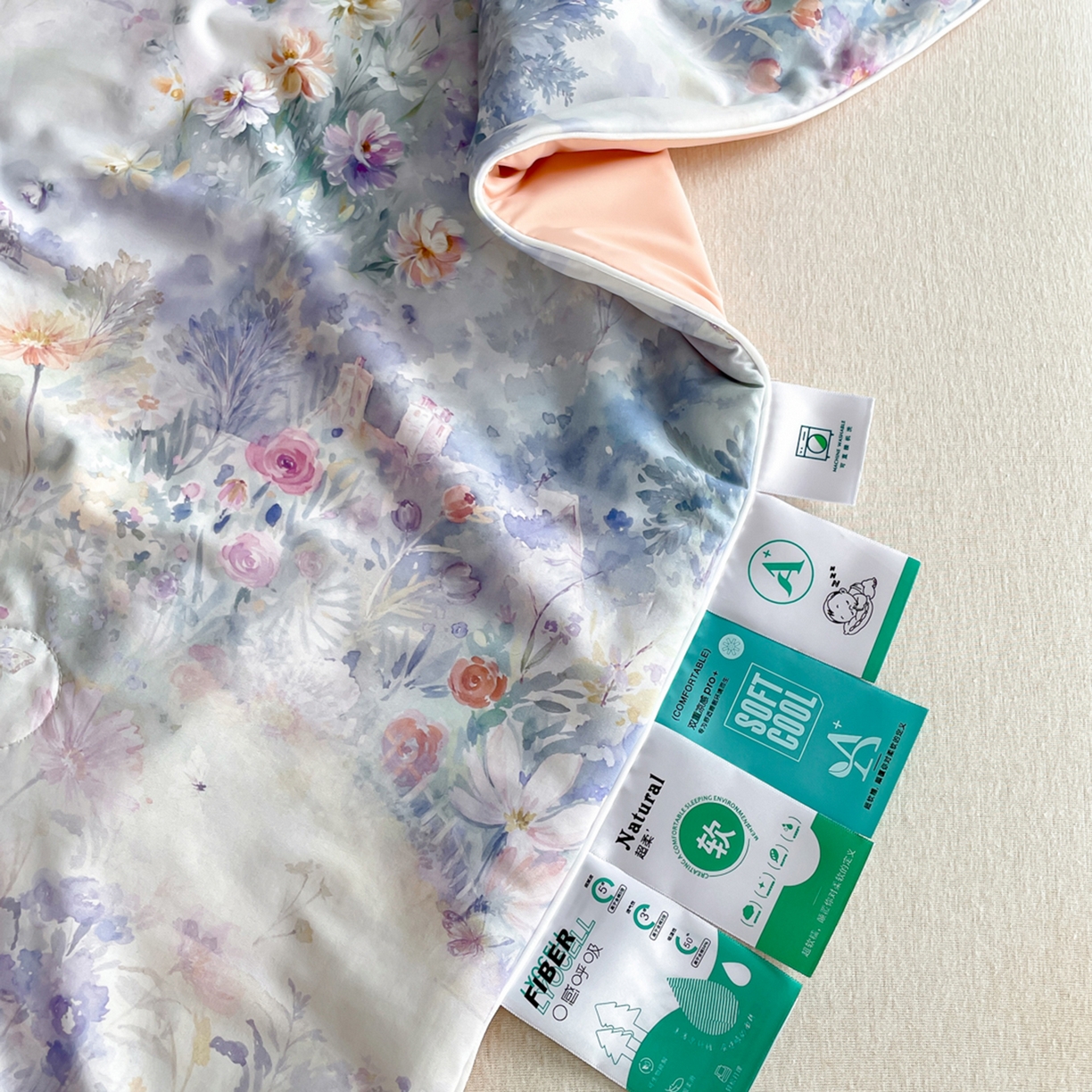 91家纺网 家纺一手货源 找家纺 鑫贝阳 2026新款锦氨凉感丝夏被 世外桃源紫