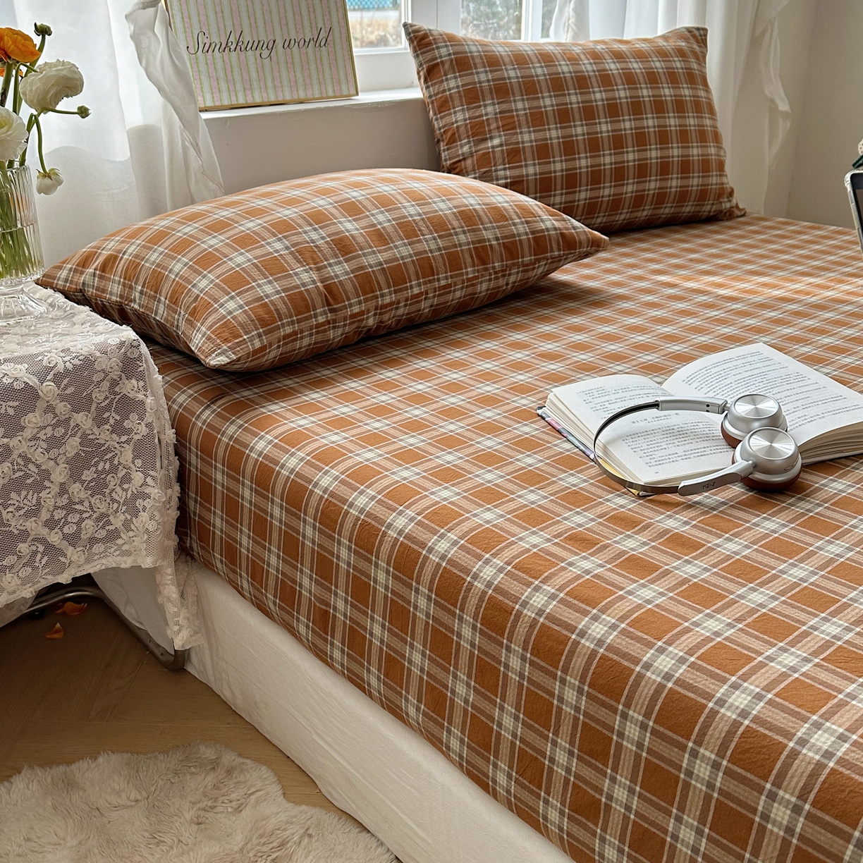 91家纺网 家纺一手货源 找家纺 六巷胡同 2026新款A类全棉纯棉水洗棉色织格子单品枕套 枕套单件 川奈-咖格