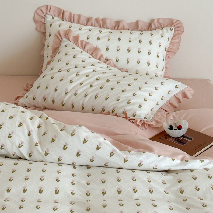 91家纺网 家纺一手货源 找家纺 玛奇朵 2026新款全棉缎纹色织提花四件套-漫天花海 会员-10/基础控价 小号328标准368加大388 漫天花海-粉