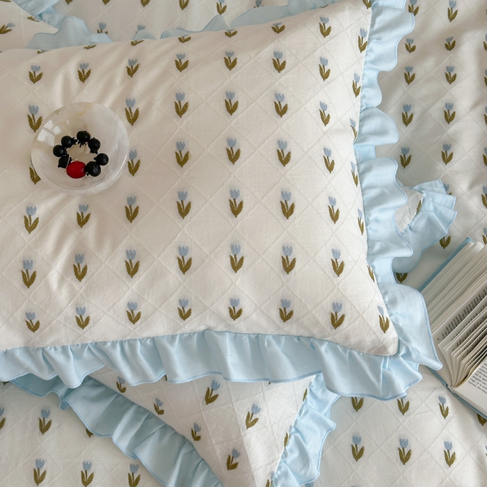 91家纺网 家纺一手货源 找家纺 玛奇朵 2026新款全棉缎纹色织提花四件套-漫天花海 会员-10/基础控价 小号328标准368加大388 漫天花海-蓝