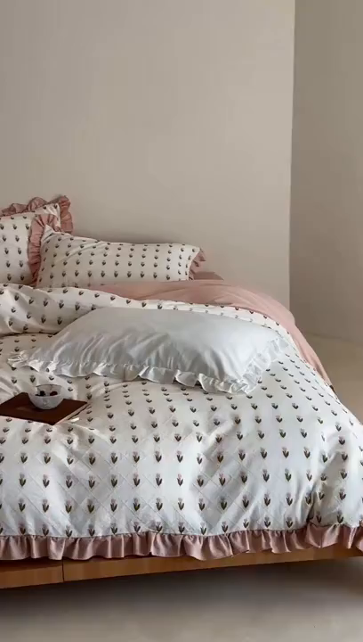 91家纺网 家纺一手货源 找家纺 （总）玛奇朵 2026新款全棉缎纹色织提花四件套-漫天花海 会员-10/基础控价 小号328标准368加大388