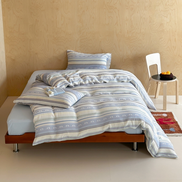 91家纺网 家纺一手货源 找家纺 （总）玛奇朵 2026新款全棉A类双层纱皱皱纱四件套-费尔岛系列 会员-10/基础控价 298/338/358