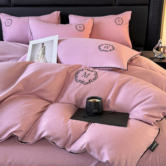 （总）梵克保罗 2026新款加厚肌理纹碳素磨毛刺绣嵌绳轻奢四件套-慕韵