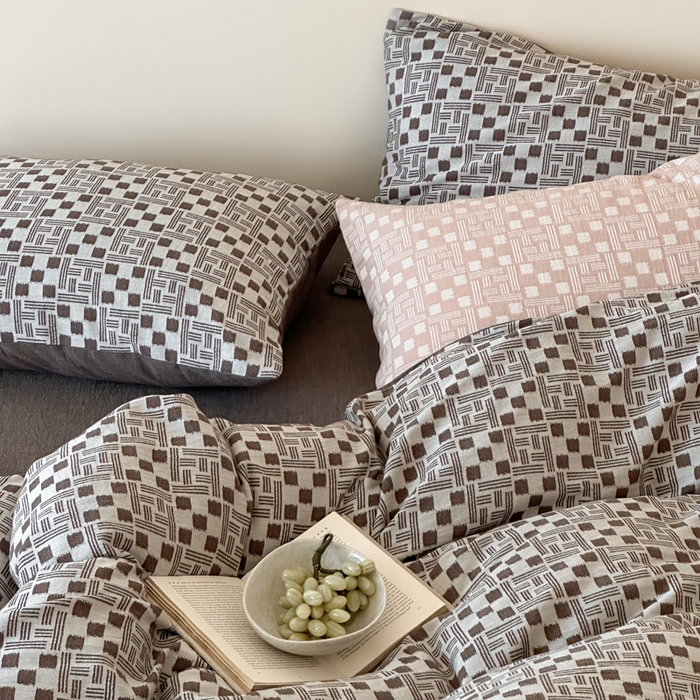 91家纺网 家纺一手货源 找家纺 玛奇朵 2026新款60S全棉色织提花四件套-布尼尔系列 会员-10/基础控价 278/318/338 布尼尔-咖