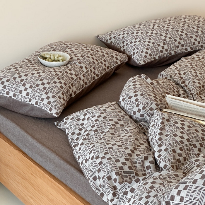 91家纺网 家纺一手货源 找家纺 玛奇朵 2026新款60S全棉色织提花四件套-布尼尔系列 会员-10/基础控价 278/318/338 布尼尔-咖