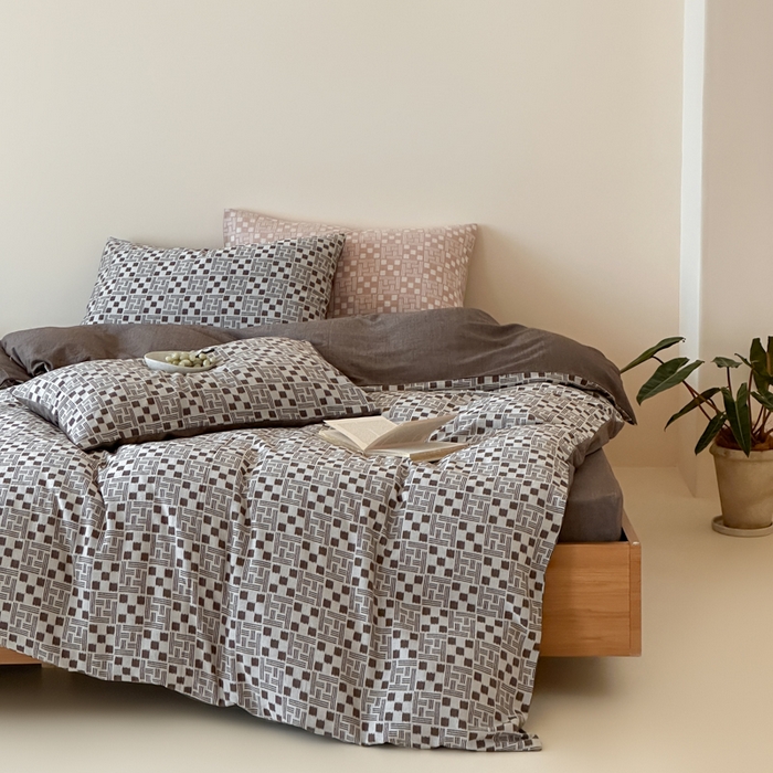 91家纺网 家纺一手货源 找家纺 玛奇朵 2026新款60S全棉色织提花四件套-布尼尔系列 会员-10/基础控价 278/318/338 布尼尔-咖