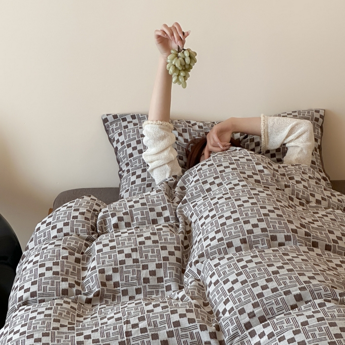 91家纺网 家纺一手货源 找家纺 玛奇朵 2026新款60S全棉色织提花四件套-布尼尔系列 会员-10/基础控价 278/318/338 布尼尔-咖