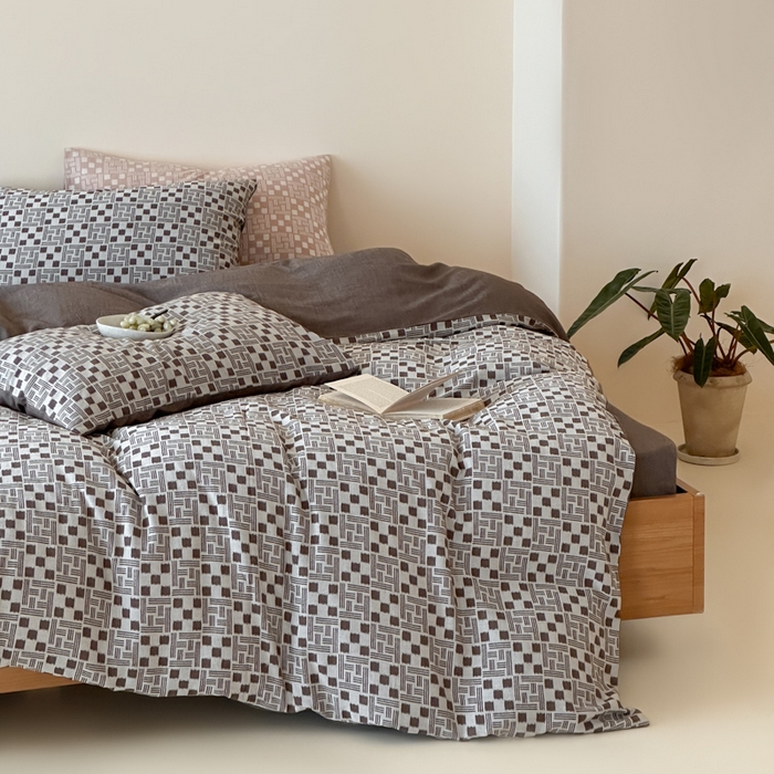 91家纺网 家纺一手货源 找家纺 玛奇朵 2026新款60S全棉色织提花四件套-布尼尔系列 会员-10/基础控价 278/318/338 布尼尔-咖