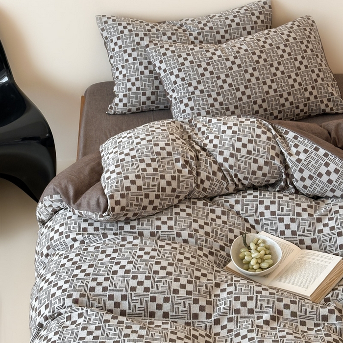 91家纺网 家纺一手货源 找家纺 玛奇朵 2026新款60S全棉色织提花四件套-布尼尔系列 会员-10/基础控价 278/318/338 布尼尔-咖