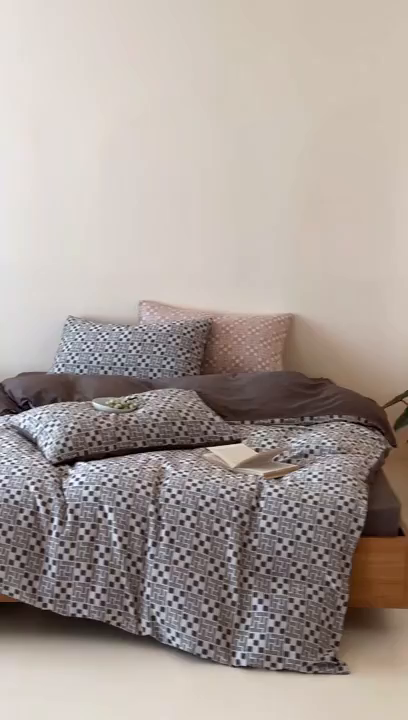 91家纺网 家纺一手货源 找家纺 玛奇朵 2026新款60S全棉色织提花四件套-布尼尔系列 会员-10/基础控价 278/318/338 布尼尔-咖