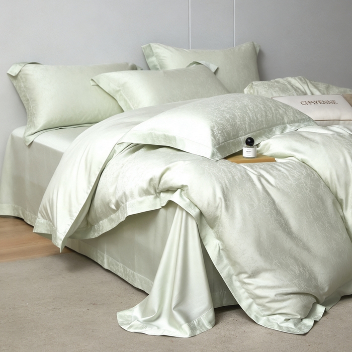 91家纺网 家纺一手货源 找家纺 栩裕纺织 2026新款天丝棉提花四件套 芊雅 炫绿