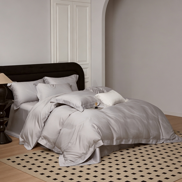 91家纺网 家纺一手货源 找家纺 栩裕纺织 2026新款天丝棉提花四件套 阿曼达 幻影灰