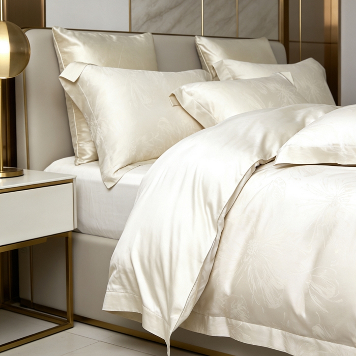 91家纺网 家纺一手货源 找家纺 栩裕纺织 2026新款天丝棉提花四件套 嫣然 奢雅金