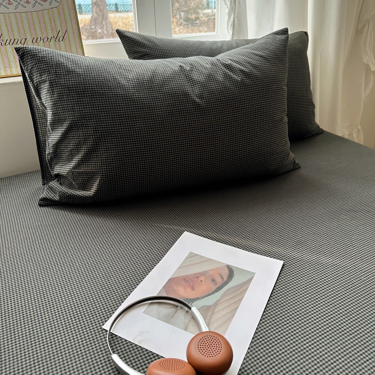 91家纺网 家纺一手货源 找家纺 六巷胡同 2026新款A类全棉纯棉水洗棉色织格子单品枕套 枕套单件 觅影-黑格