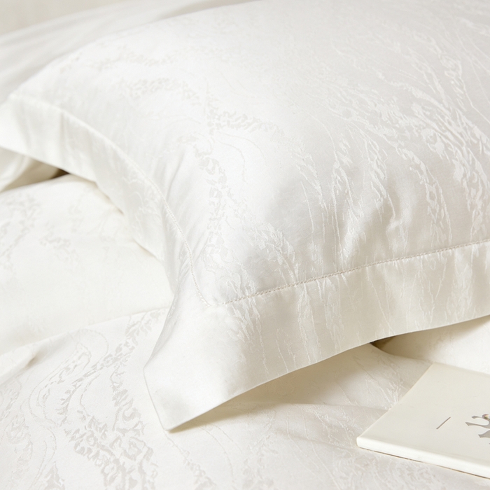 91家纺网 家纺一手货源 找家纺 栩裕纺织 2026新款天丝棉提花四件套 皓影 本白