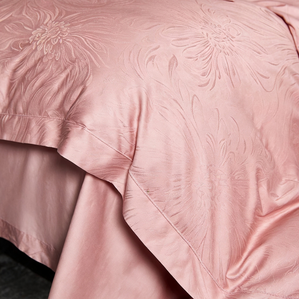 91家纺网 家纺一手货源 找家纺 栩裕纺织 2026新款100支全棉提花四件套 罗卡芙 豆沙