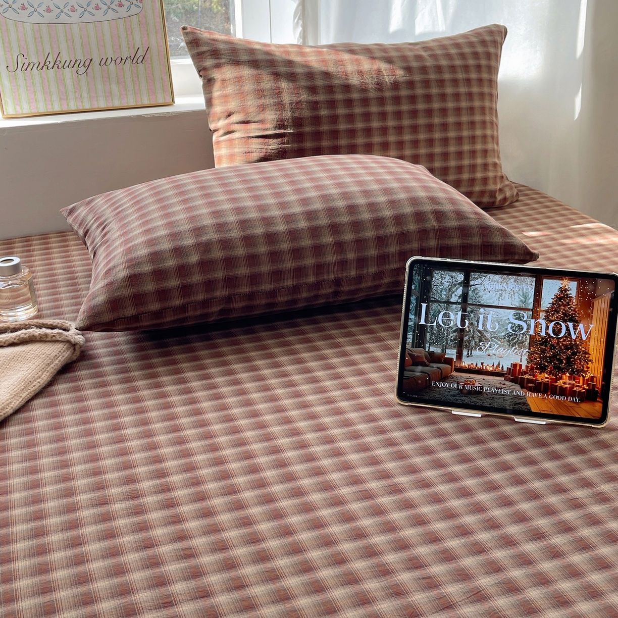 91家纺网 家纺一手货源 找家纺 六巷胡同 2026新款A类全棉纯棉水洗棉色织格子单品枕套 枕套单件 巷往-红格