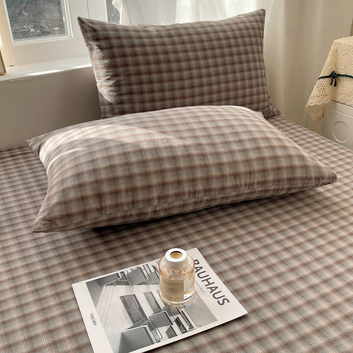 91家纺网 家纺一手货源 找家纺 六巷胡同 2026新款A类全棉纯棉水洗棉色织格子单品枕套 枕套单件 巷往-蓝格