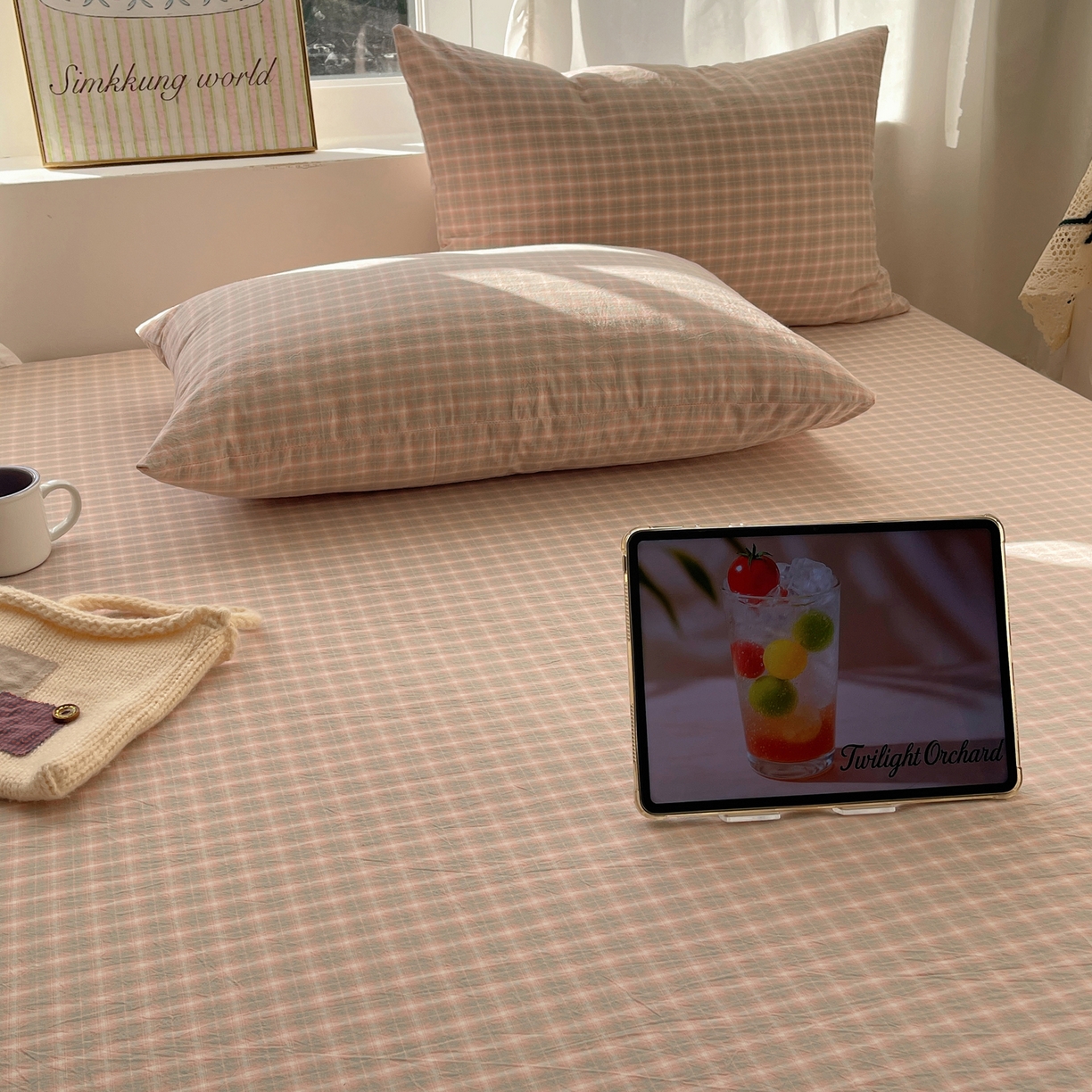 91家纺网 家纺一手货源 找家纺 六巷胡同 2026新款A类全棉纯棉水洗棉色织格子单品枕套 枕套单件 知序-橘格