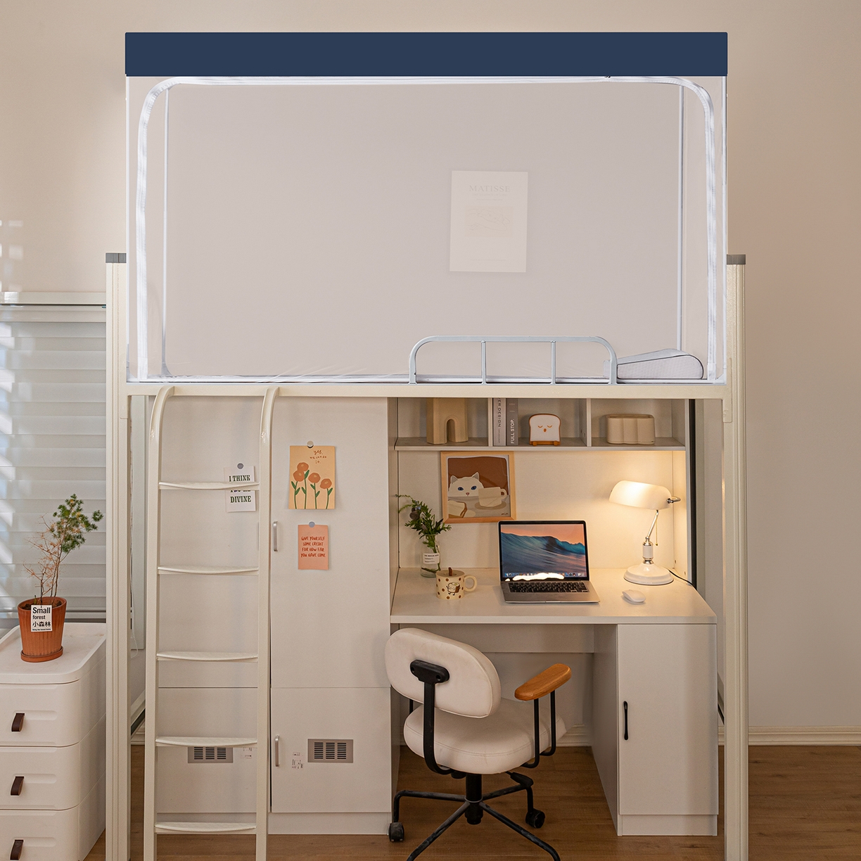 豪梦园蚊帐工厂店 2026新款学生支架蚊帐 蓝边 单开门防尘顶