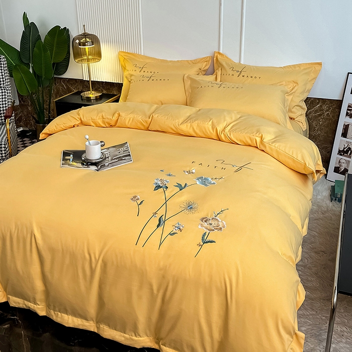 91家纺网 家纺一手货源 找家纺 （总）梵克保罗 2026新款直播热卖长绒棉全棉纯棉刺绣花边四件套-烟雨花都