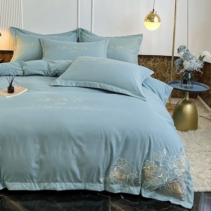 梵克保罗 2026新款直播热卖长绒棉全棉纯棉刺绣花边四件套-繁星 繁星-梵星绿