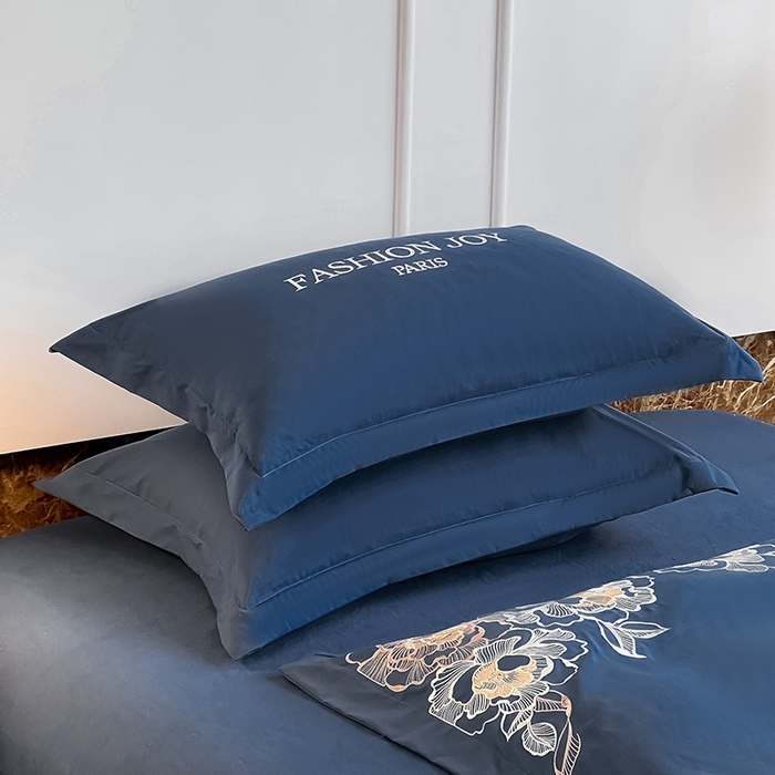 91家纺网 家纺一手货源 找家纺 梵克保罗 2026新款直播热卖长绒棉全棉纯棉刺绣花边四件套-繁星 繁星-钻石蓝