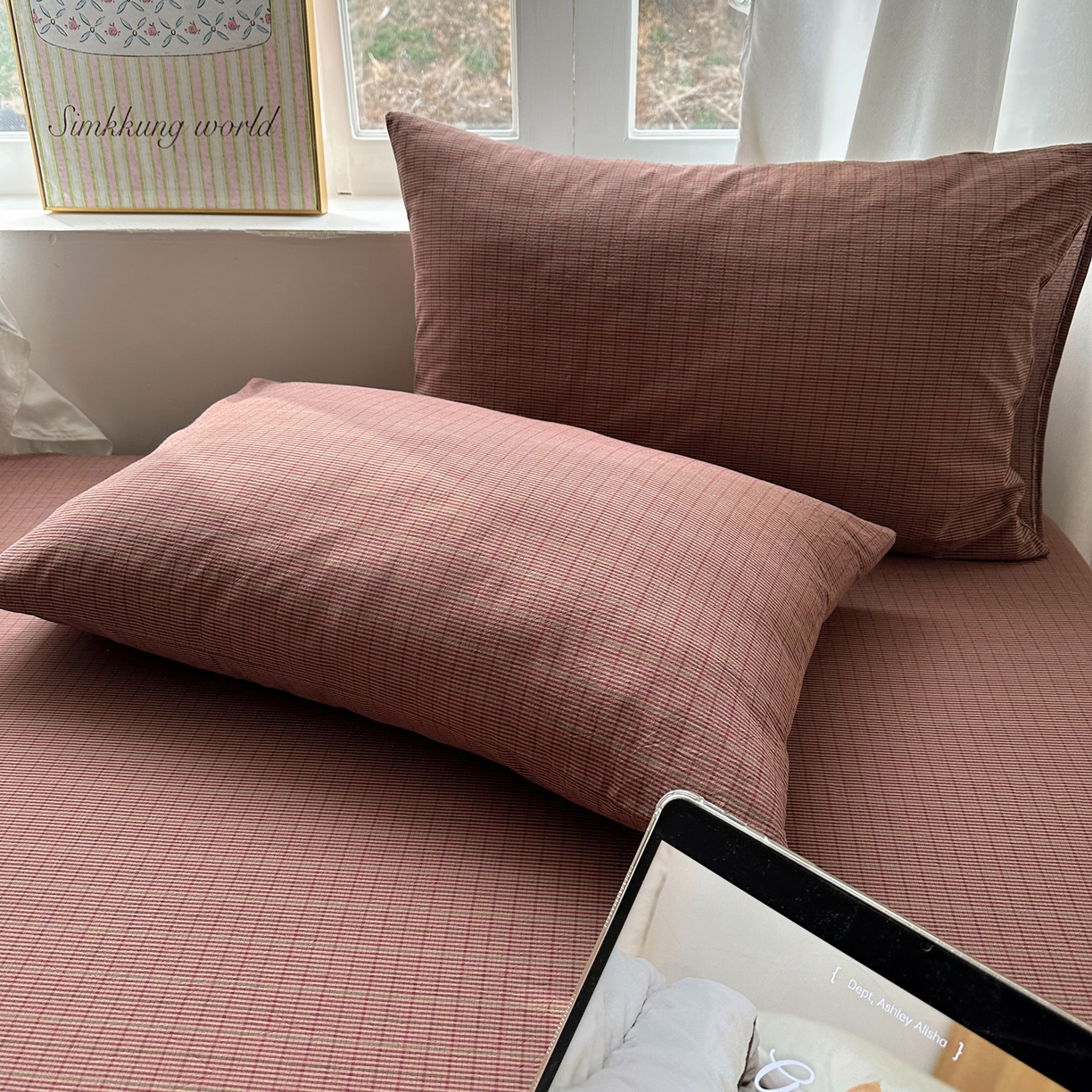 91家纺网 家纺一手货源 找家纺 六巷胡同 2026新款A类全棉纯棉水洗棉色织格子单品枕套 枕套单件 逐风-红格