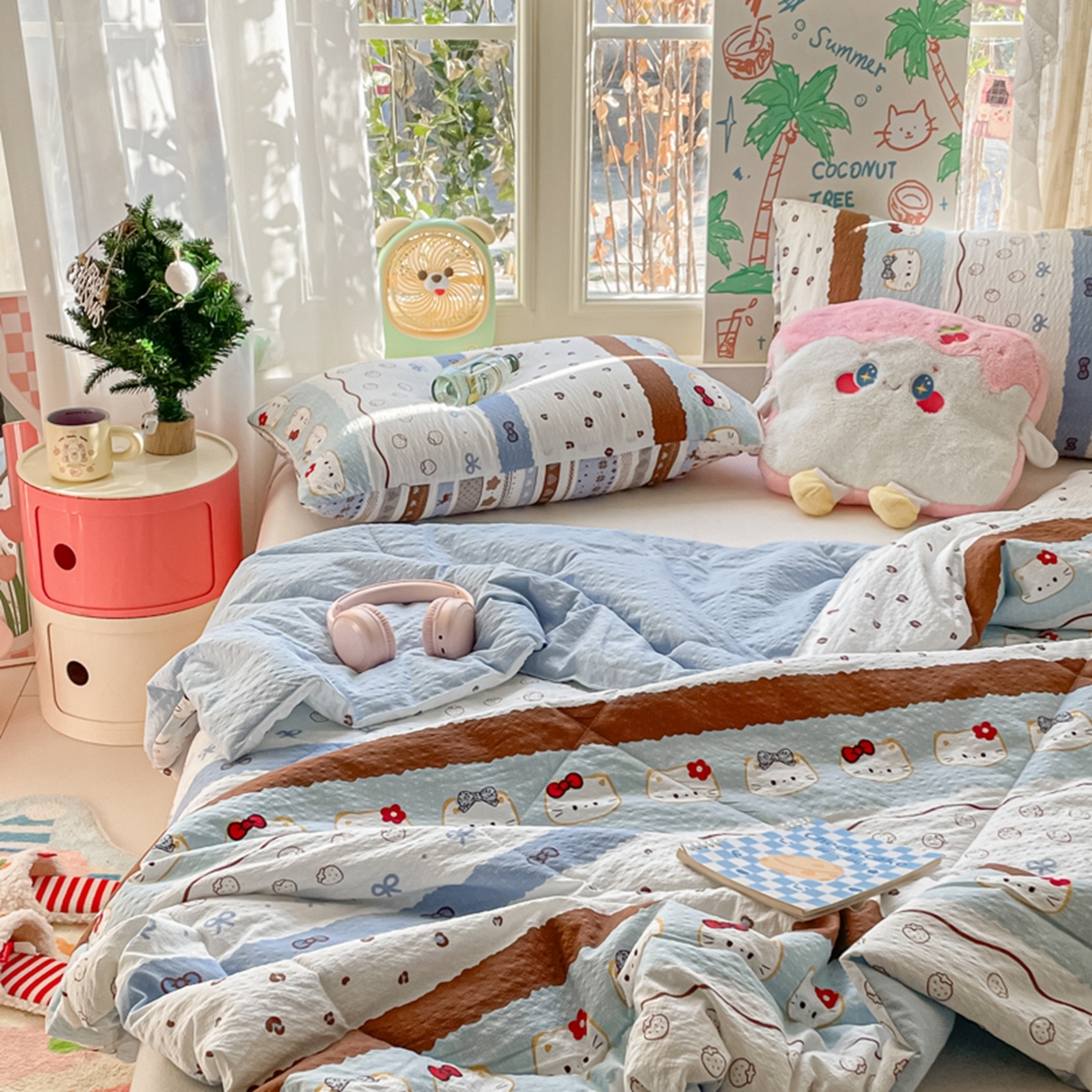 91家纺网 家纺一手货源 找家纺 云玲时尚 2026新款A类大豆纤维费尔岛系列夏被夏凉被空调被 云朵奶猫