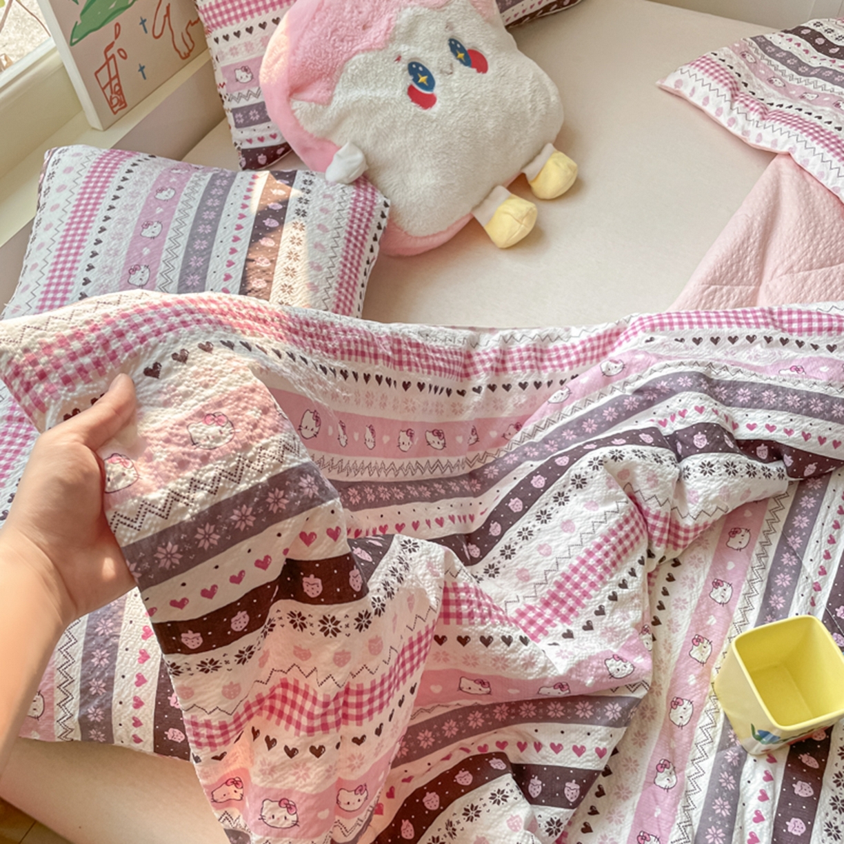 91家纺网 家纺一手货源 找家纺 云玲时尚 2026新款A类大豆纤维费尔岛系列夏被夏凉被空调被 甜心