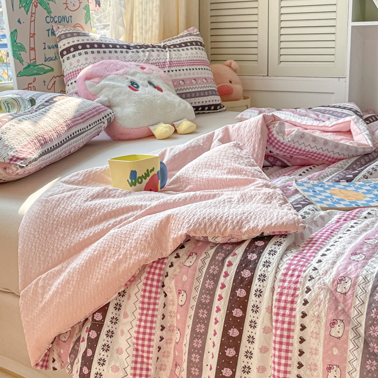 91家纺网 家纺一手货源 找家纺 云玲时尚 2026新款A类大豆纤维费尔岛系列夏被夏凉被空调被 甜心